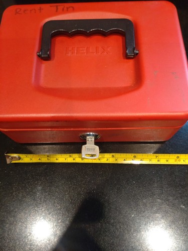 Metal cash box money red - metal,