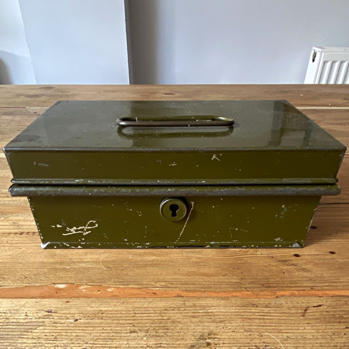 Green painted metal - metal, box