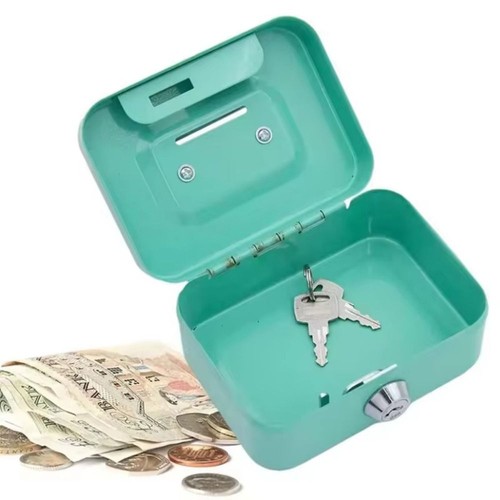 Metal lockable cash box with - cash,