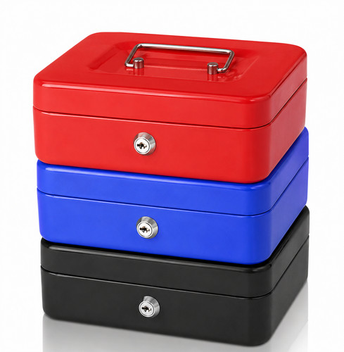Metal cash box with keys - cash,